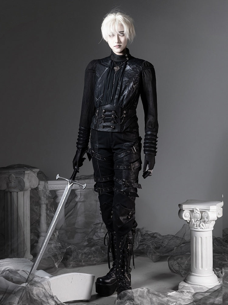 [Pre-order Deadline: June 8] Phantom Knight Dark Gothic Prince Strap Buckle Black Pants