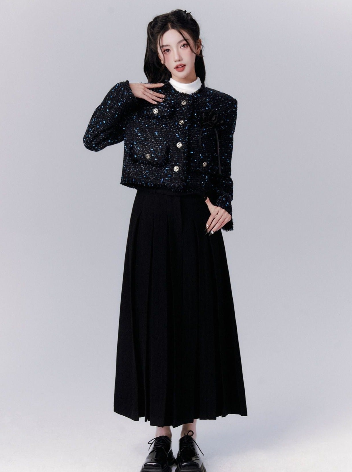 Fragile Storm Midnight Florence Pleated Long Skirt