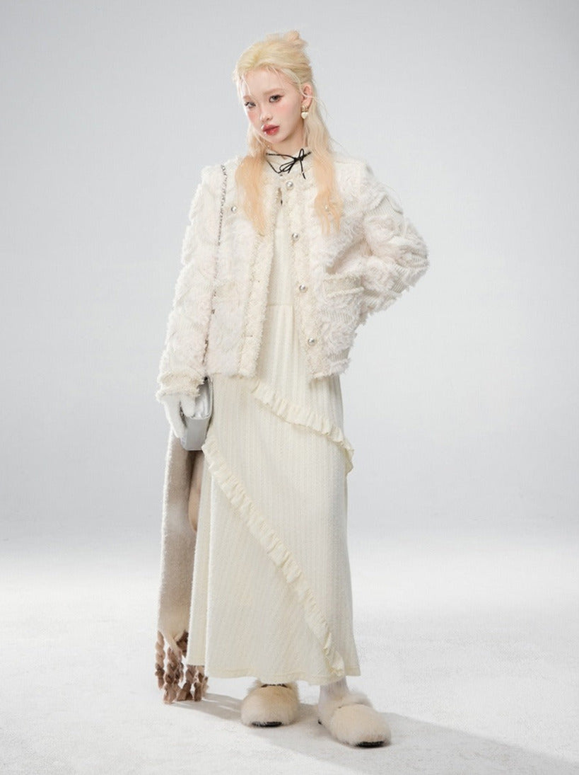 Brandy Apricot Rose Fur Jacquard Frances Jacket