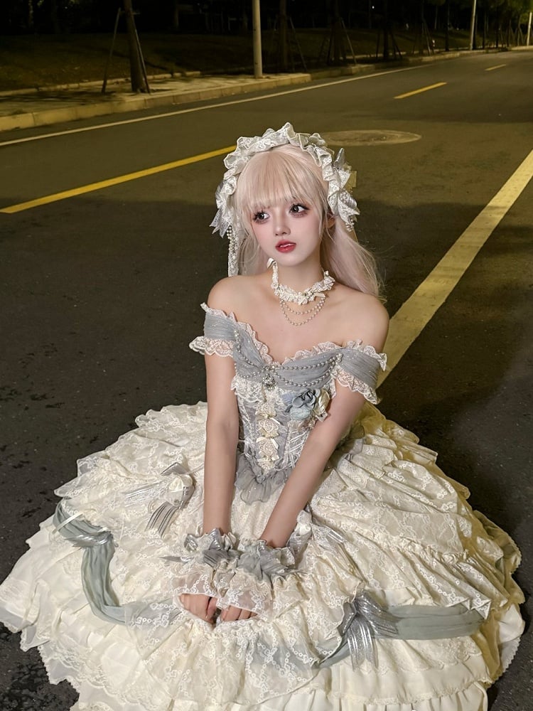 [Pre-order Deadline: June 14] Mist Blue Moonlight Elegant Princess Lolita Corset Pull-Up Dress