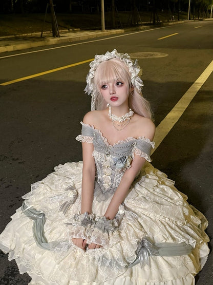 [Pre-order Deadline: June 14] Mist Blue Moonlight Elegant Princess Lolita Corset Pull-Up Dress