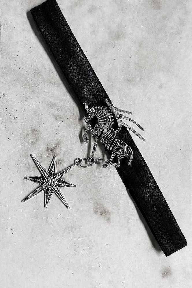 [Vorbestellung bis 8. Juni] Phantom Night Dark Gothic Skelett-Pferd-Stern-Anhänger Choker