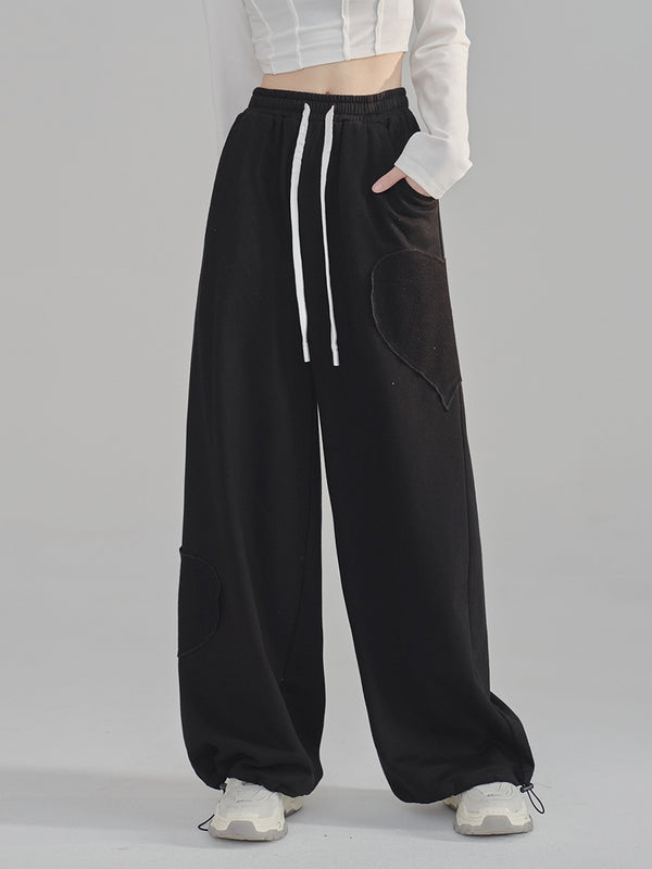 Cool Heart Loose Drawstring Daily Pants