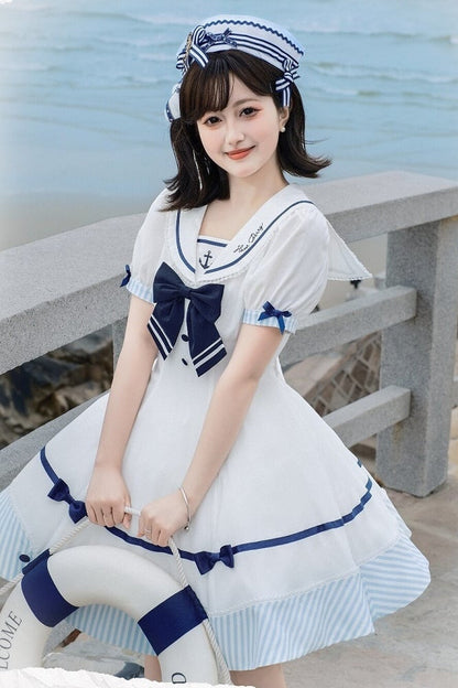 [Vorbestellartikel] Marine-Streifen-Sailor-Lolita-Serie Sailor-Schleifenhut