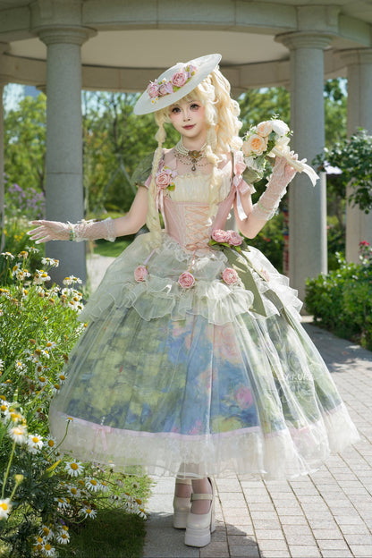 [Pre-order Deadline: May 15] Monet Garden Oil Handle Classical Chiffon Dress + Bustier