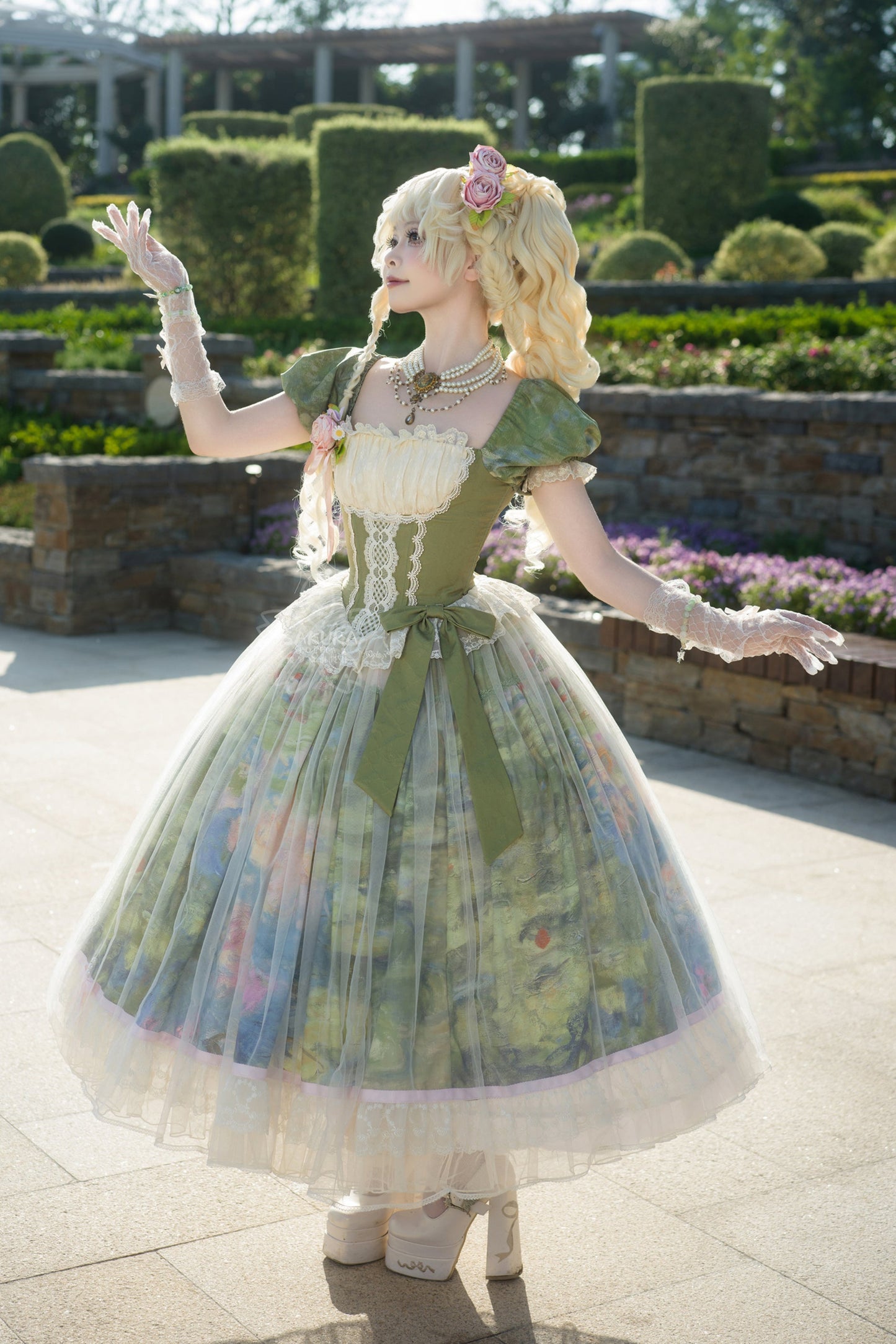 [Pre-order Deadline: May 15] Monet Garden Oil Handle Classical Chiffon Dress + Bustier
