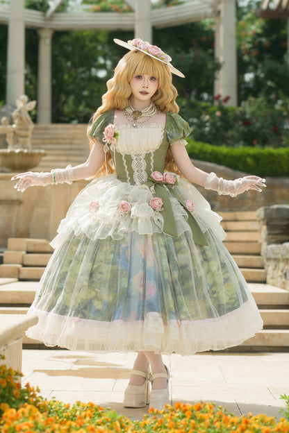 [Pre-order Deadline: May 15] Monet Garden Oil Handle Classical Chiffon Dress + Bustier