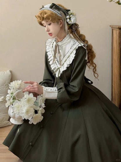 【Reservation deadline February 23】Classic Elegant Series Frill Stand Collar Short Flare Dress