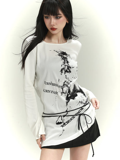 Ghost Girl White Knit T-shirt Dress