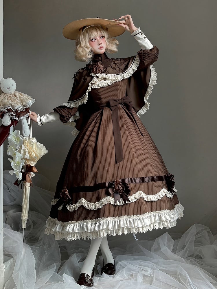 【12月23日予約締切】トワイライトレインロマンティックローズハイネックカラー付きフリルケープ