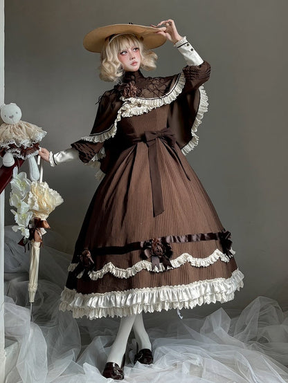 【12月23日予約締切】トワイライトレインロマンティックローズハイネックカラー付きフリルケープ