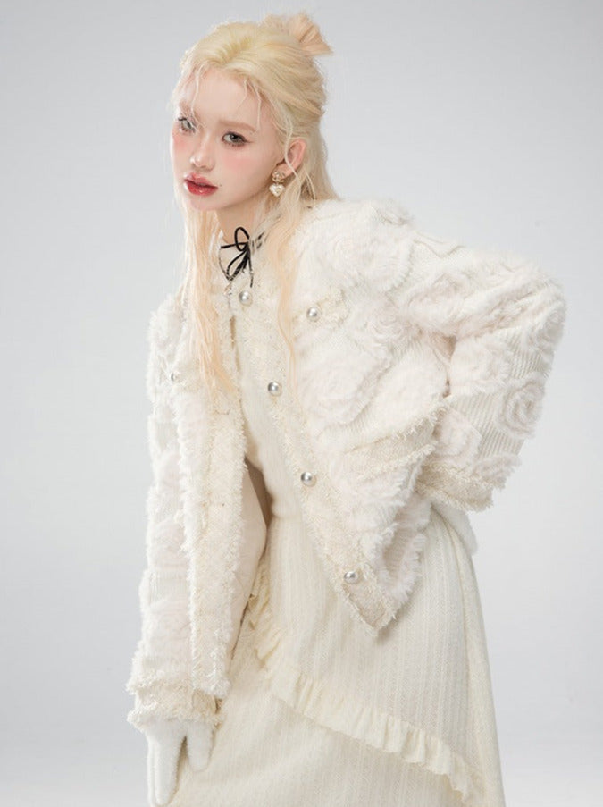 Brandy Apricot Rose Fur Jacquard Frances Jacket