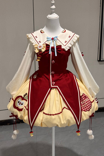 Fairy Tale Little Sheep Apple Balloon Clown Dress Suit + Accessories