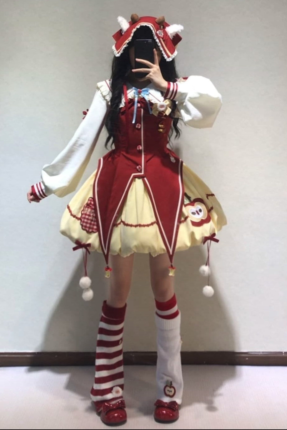 Fairy Tale Little Sheep Apple Balloon Clown Dress Suit + Accessories