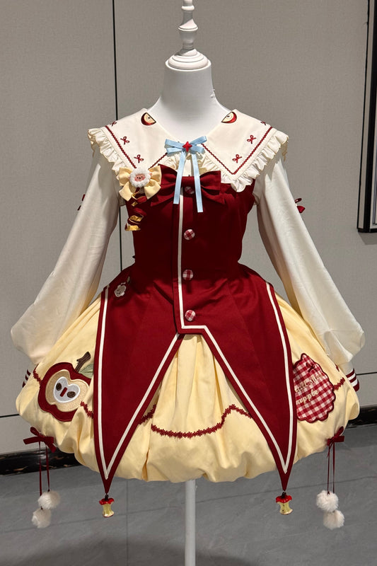 Fairy Tale Little Sheep Apple Balloon Clown Dress Suit + Accessories