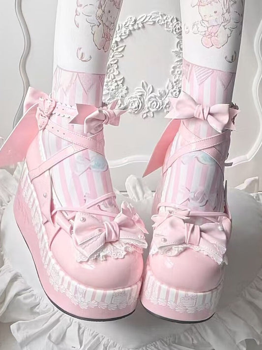 [Pre-order Deadline: April 1] Sweet Lolita Bow Strap Platform Doll Shoes