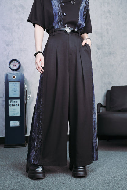 China Stitch Wide Leg Pants