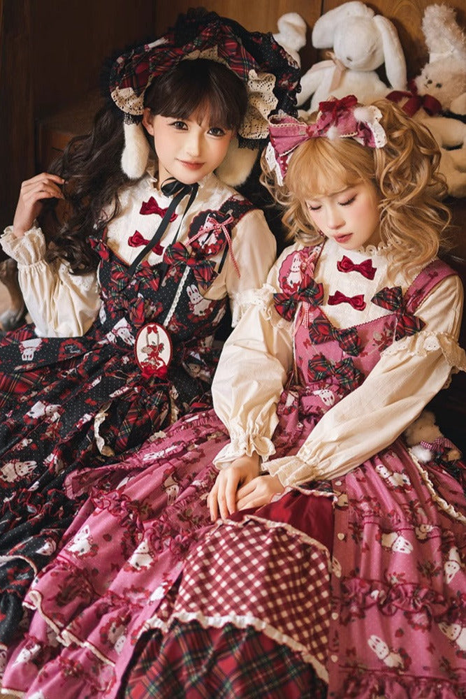 [Pre-order Deadline: January 31] Forest Berry Rabbit Series Lace Stand Collar Ribbon Shirt