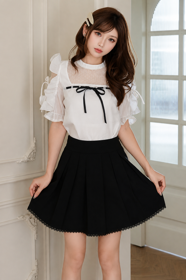 Ruffled Top and Bias-Cut Long Skirt Set-Up
