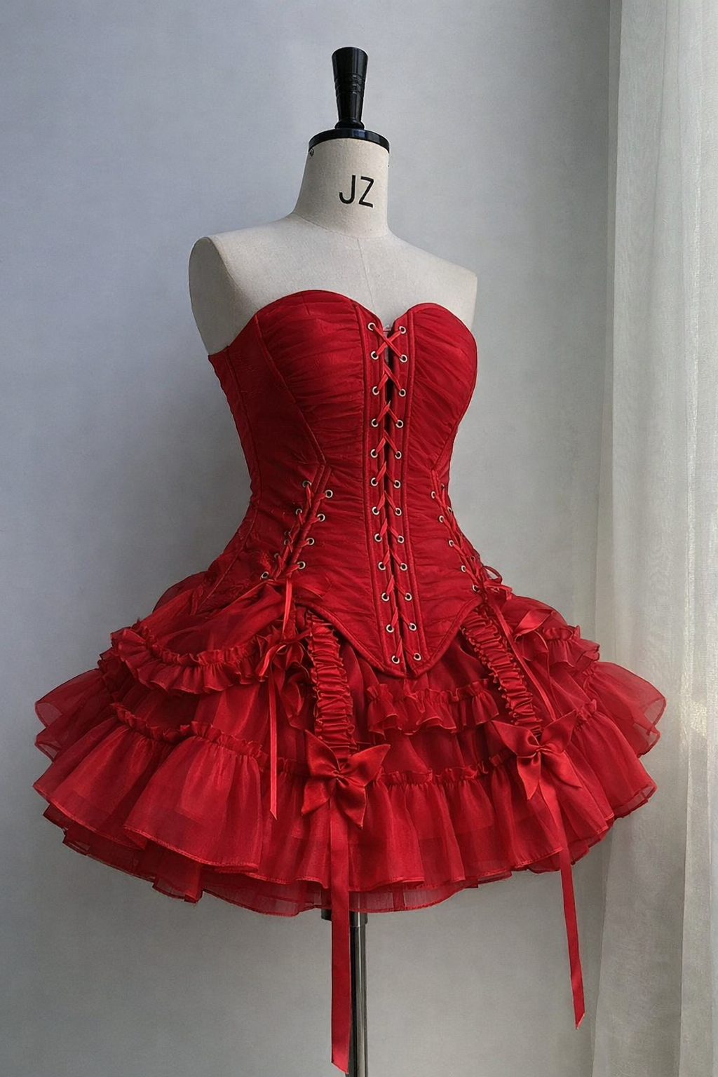 【1月29日予約締切】ゴシックレースアップコルセットビスチェトップス＋ドロストフリルスカート＋バタフライストラップ