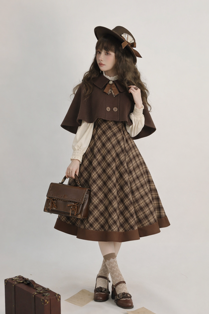 [Reservation Deadline February 3rd] Vintage Detective Series Lapel Cape + Flap Collar Jumper Skirt + Ribbon Brooch