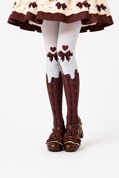 Medias lolita con lazo de chocolate dulce