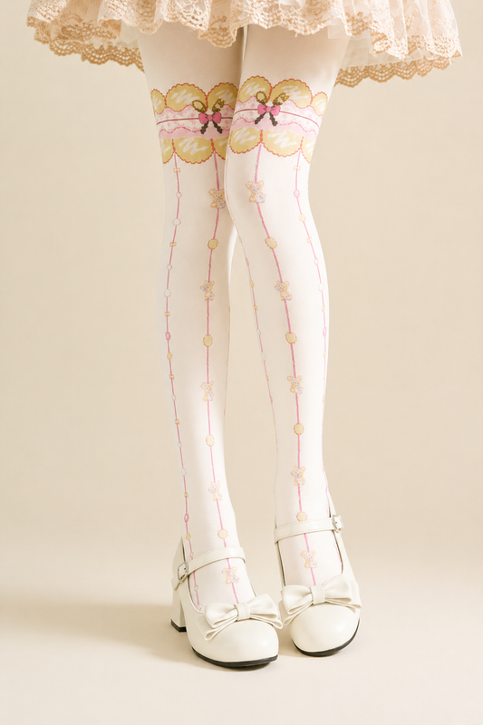 Biscuit Bear Ribbon Lolita Tights
