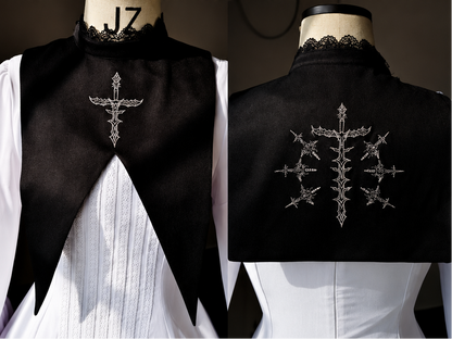 [Scadenza prenotazione 30 maggio] Accessori della serie gothic lolita bianco e nero (choker, spilla a catena, colletto finto 1/2)