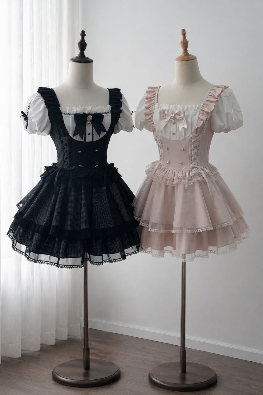 Ecomi Satin-Lagenkleid