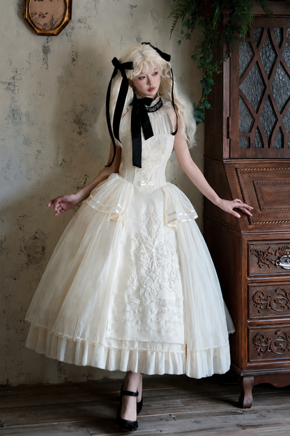 [Pre-order Deadline: May 29] Romantic Embroidered Ribbon Lolita Corset Tulle Dress