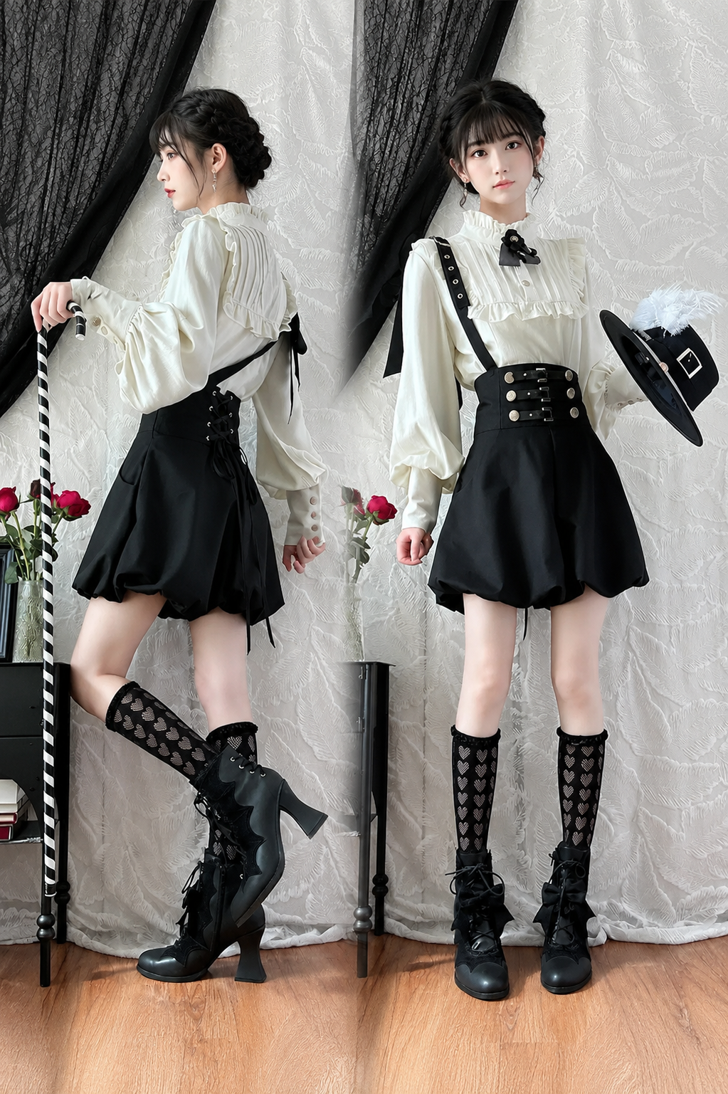 【6月13日予約締切】エターナルナイトプリンスロリータシャツバルーンショートパンツワンショルダーサスペンダーセット