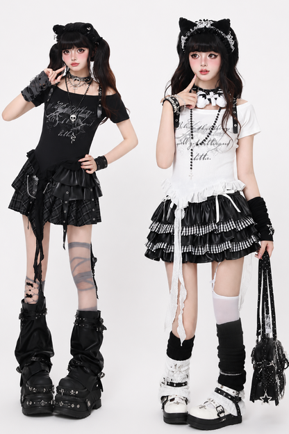 Heart Buckle Asymmetrical Dark Kawaii Top