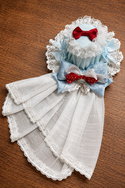 [Scadenza prenotazione 10 luglio] Mini cappello lolita idol blu menta con fiocco rosso e velo