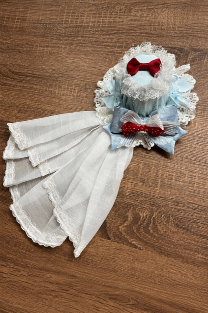 [Scadenza prenotazione 10 luglio] Mini cappello lolita idol blu menta con fiocco rosso e velo