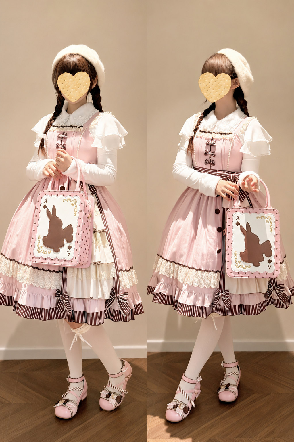 [Clôture des réservations le 16 juillet] Sac carré Alice fantaisie lapin cartes à pois avec bandoulière
