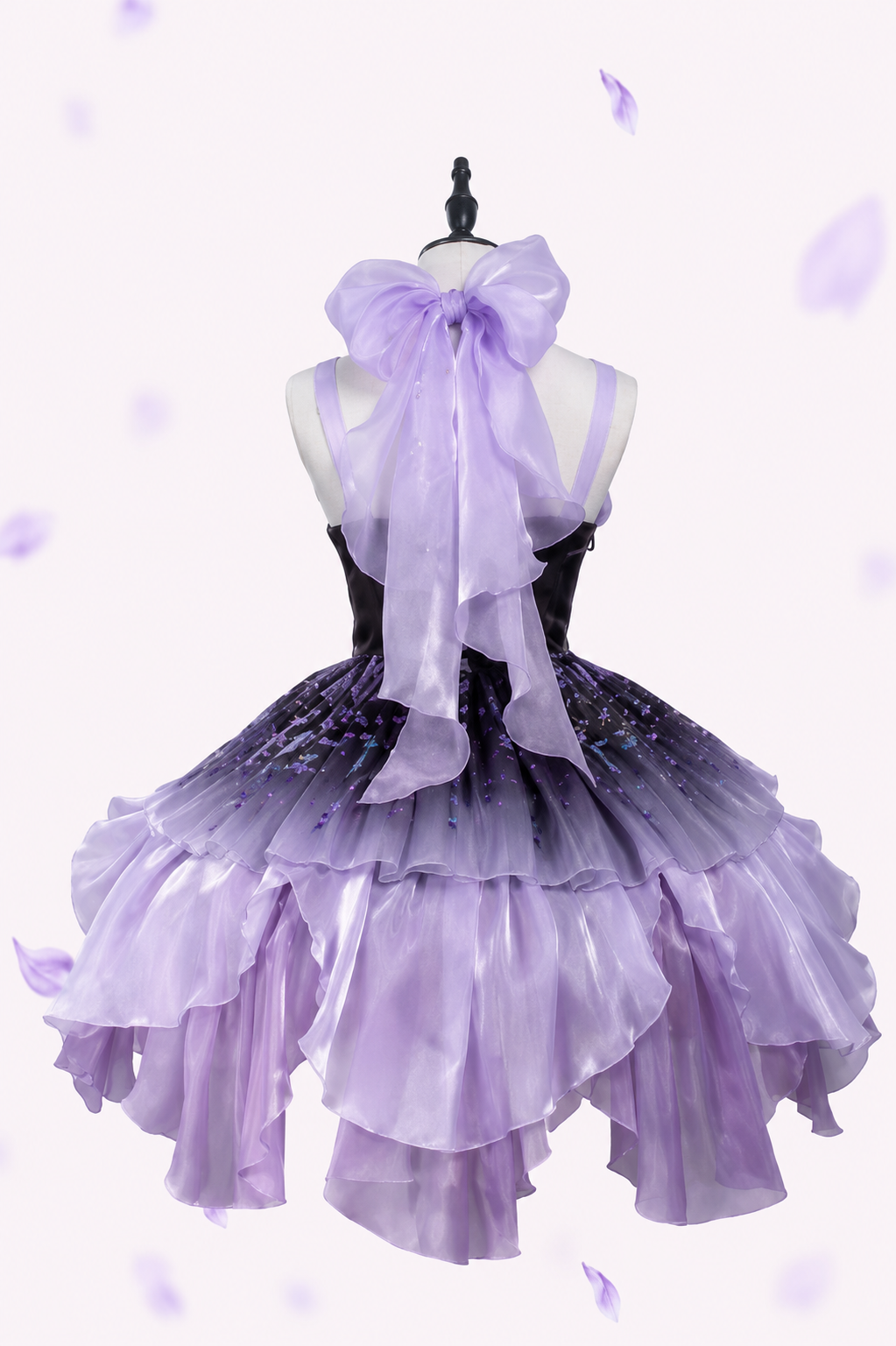[Pre-order Deadline: June 18] Wisteria Purple Gradient Fairy Lolita Bow Layered JSK Dress + Full Set (Dress + Flower Hat)