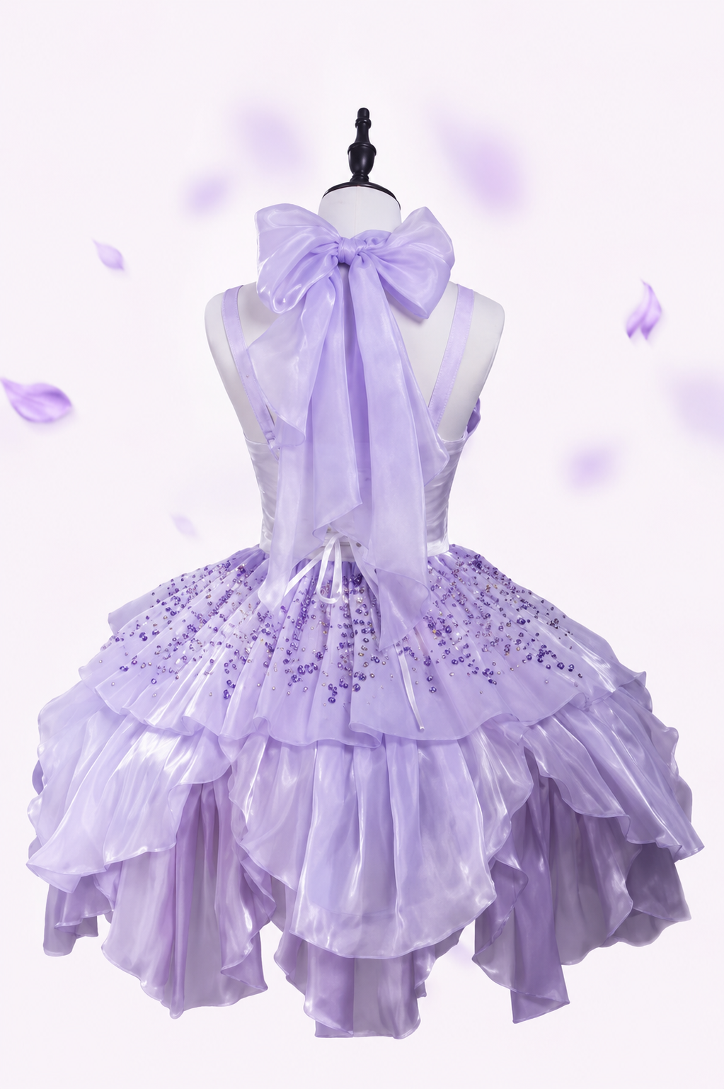 [Pre-order Deadline: June 18] Wisteria Purple Gradient Fairy Lolita Bow Layered JSK Dress + Full Set (Dress + Flower Hat)