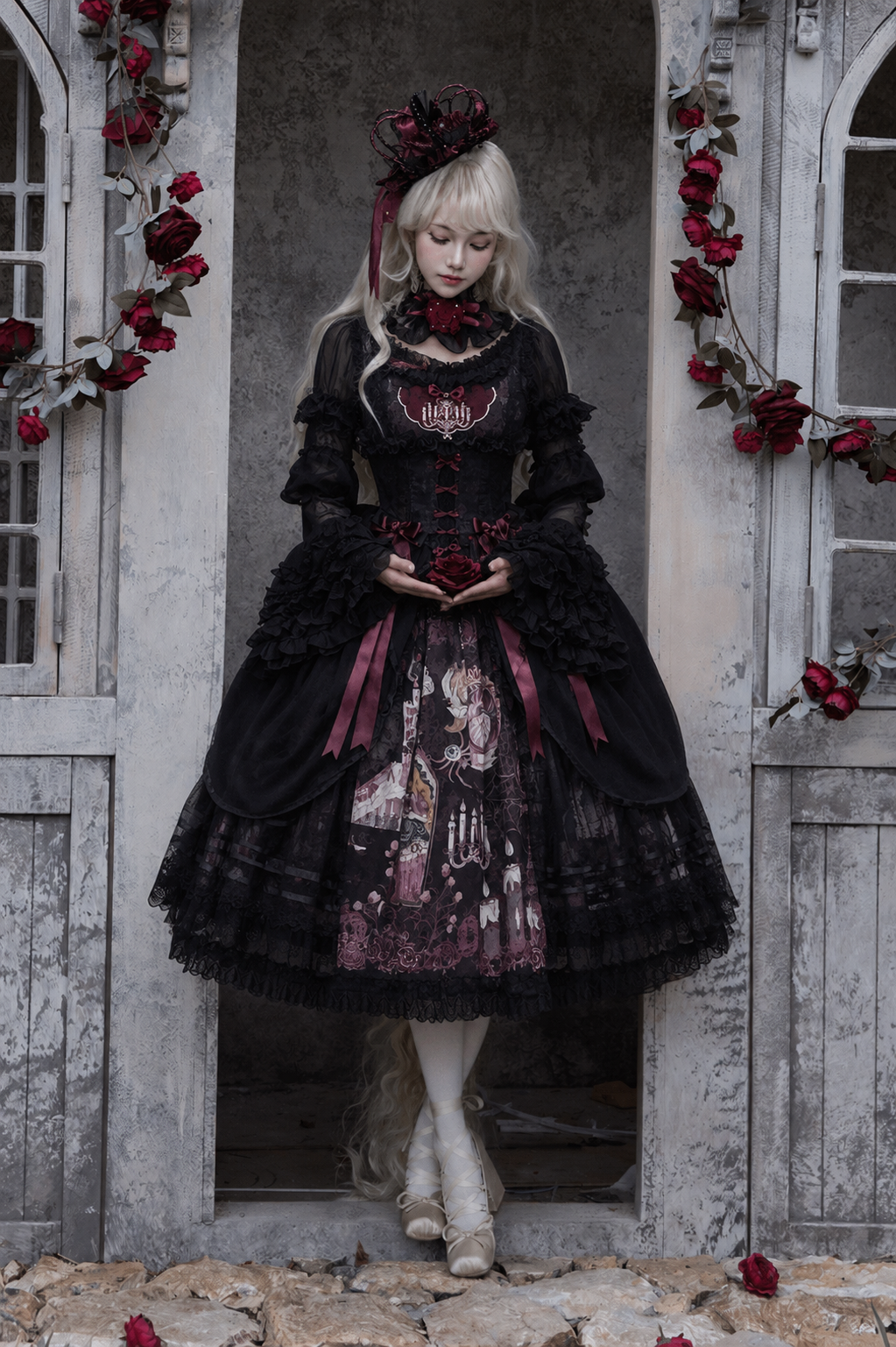 【7月26日予約締切】眠れる森の美女シリーズアクセサリー（クラウンハット・レースチョーカー・糸車と針ブローチ・ローズブローチ）
