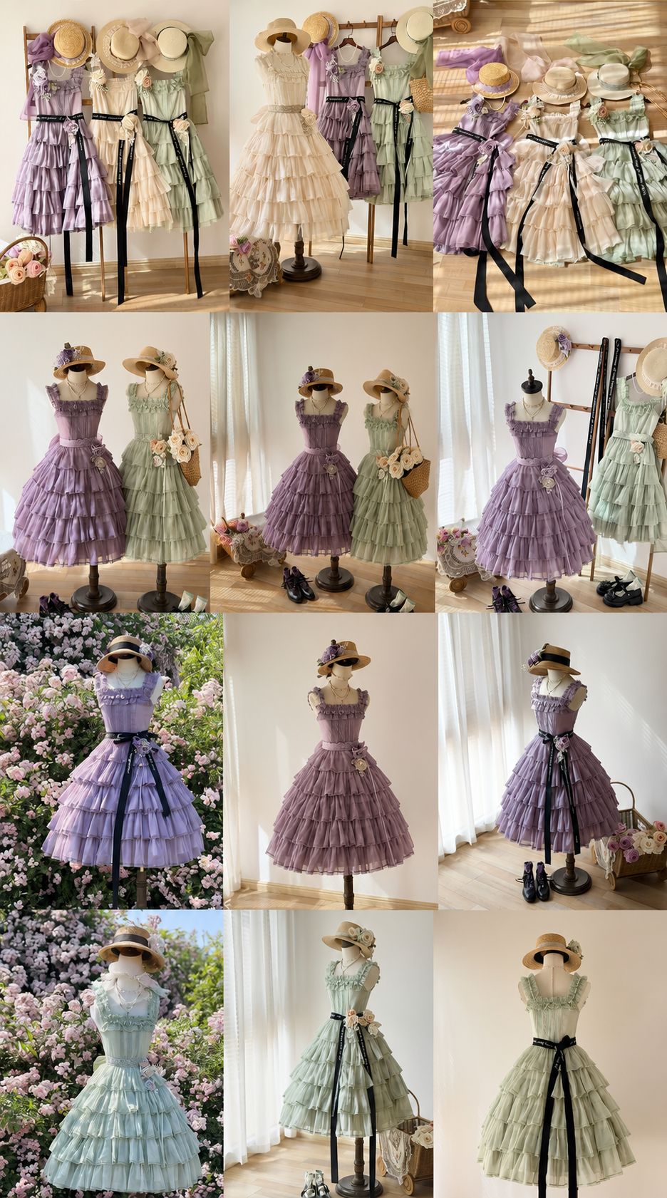 [Pre-order Deadline: July 31] Romantic Sweet Lolita Square-Neck Tiered JKS Ribbon Dress