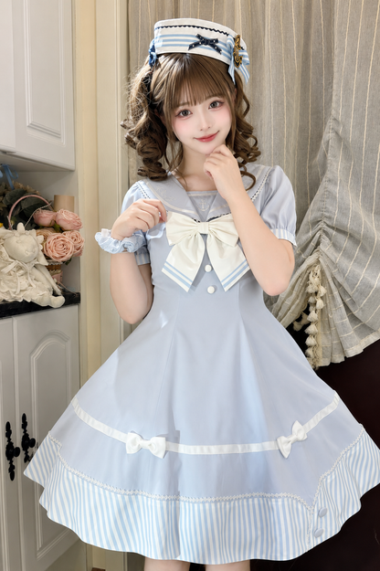 [Vorbestellartikel] Marine-Streifen-Sailor-Lolita-Serie Sailor-Schleifenhut