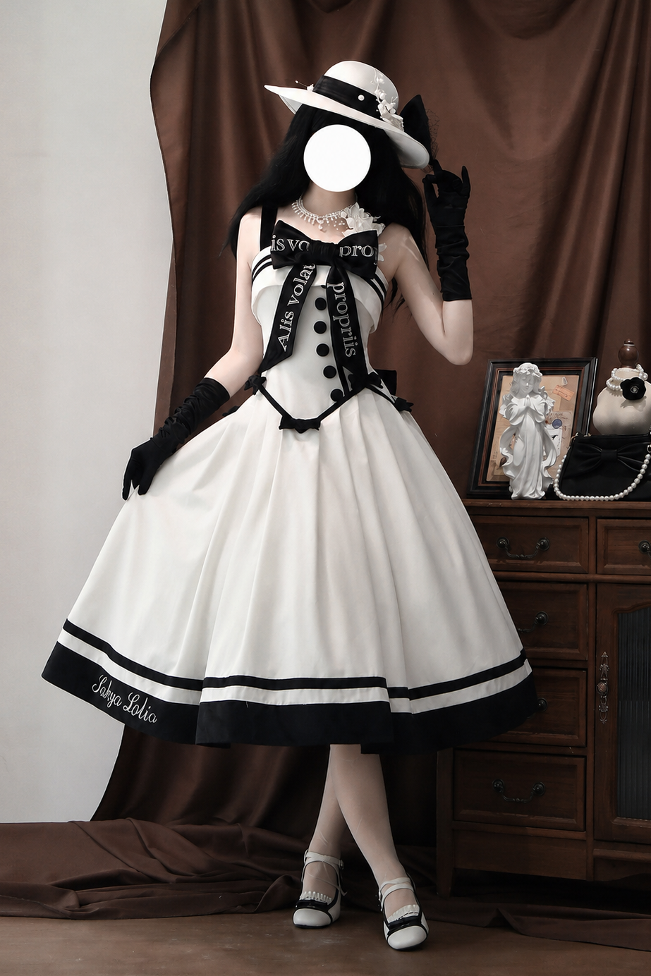 【Reservierungsschluss 29. Juli】Klassisches Schleifen-Elegant-Lolita-Stickerei-JKS-Kleid-Set (mit Korsage) + Zubehörset