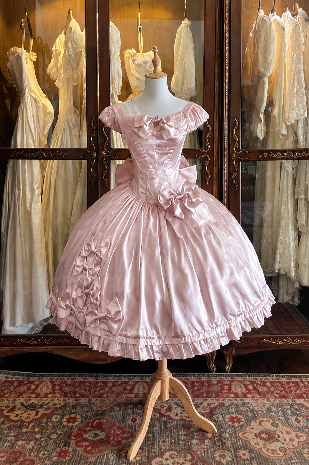[Pre-order Deadline: August 8] Elegant Silver Satin Lolita Romantic Ribbon Dress Set