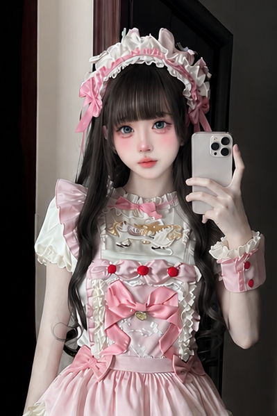【8月20日予約締切】ピンク×パステルスイートロリータシリーズアクセサリー(ケーキハット・リストカフス・ヘアバンド・サッシュ)