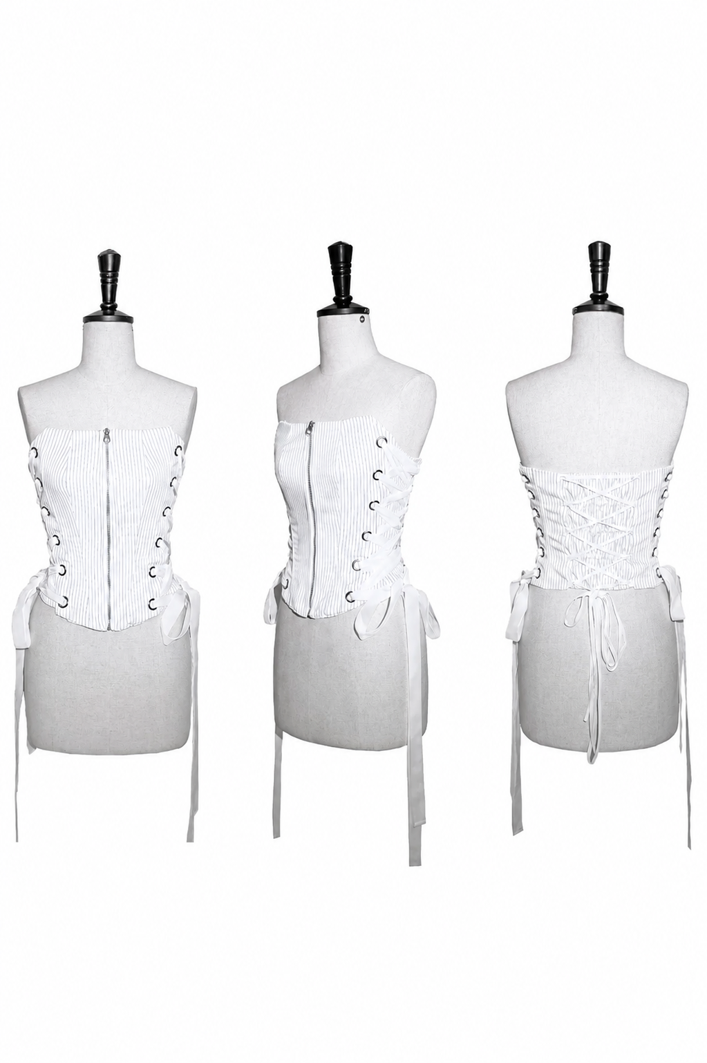 [Vorbestellschluss: 8. August] Gothic-Lolita Dark-Cat gestreifte kurze Rüschenjacke+Korsett-Bustier+hochziehbare kurze Rüschenshorts