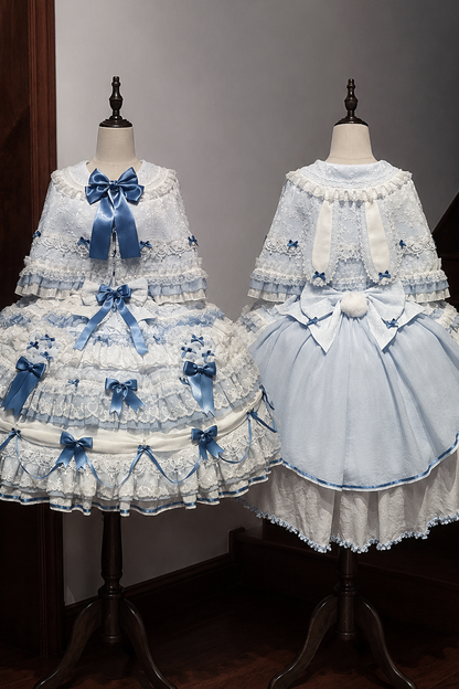 [Vorbestellfrist 13. Juli] Blau x Weiß/Rot x Rosa süße Lolita-Kaninchenserie Hasenohren-Spitzen-Schleifen-Umhang