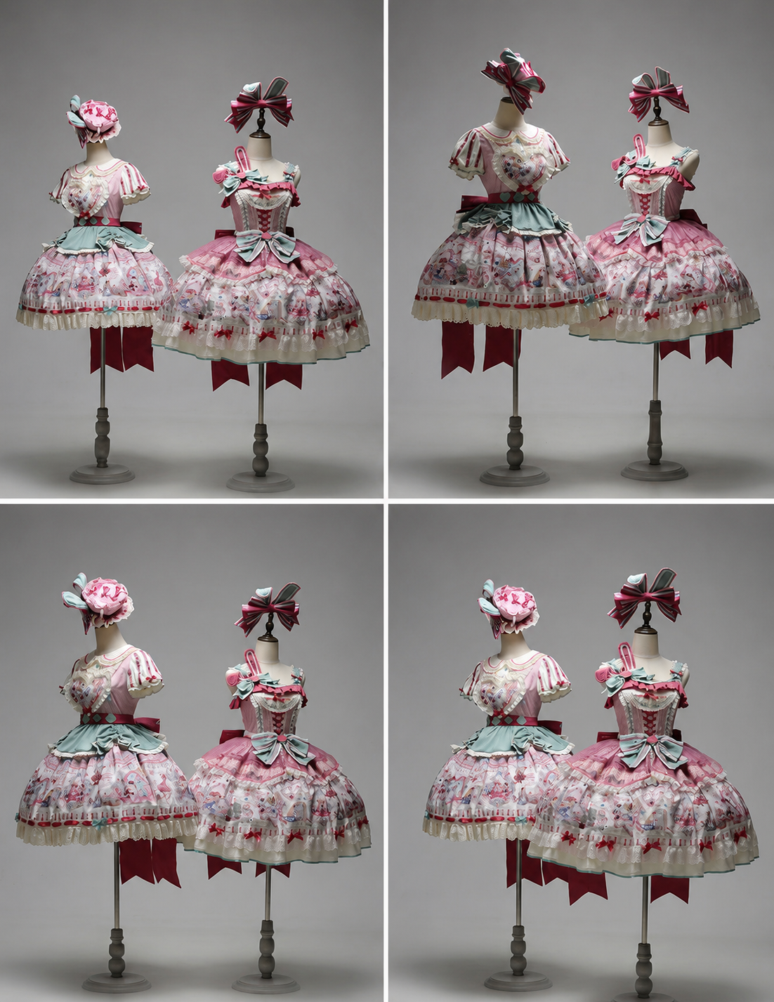 [Pre-order Deadline: July 1] Pink x Green Alice Cat Sweet Lolita Series Accessories (Bunny Ear Ribbon Hair Clip, Bunny Ear Ribbon Brooch, Bunny Ear Ribbon Tea Cup Hat, Back Ribbon Train)