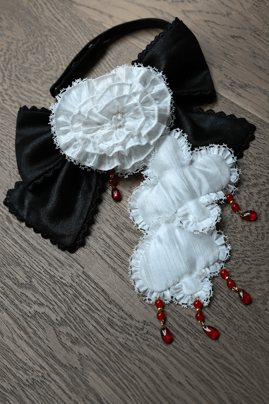 【9月3日予約締切】Gothic Fantasy Ribbon Choker with Playing Card and Bead Motif