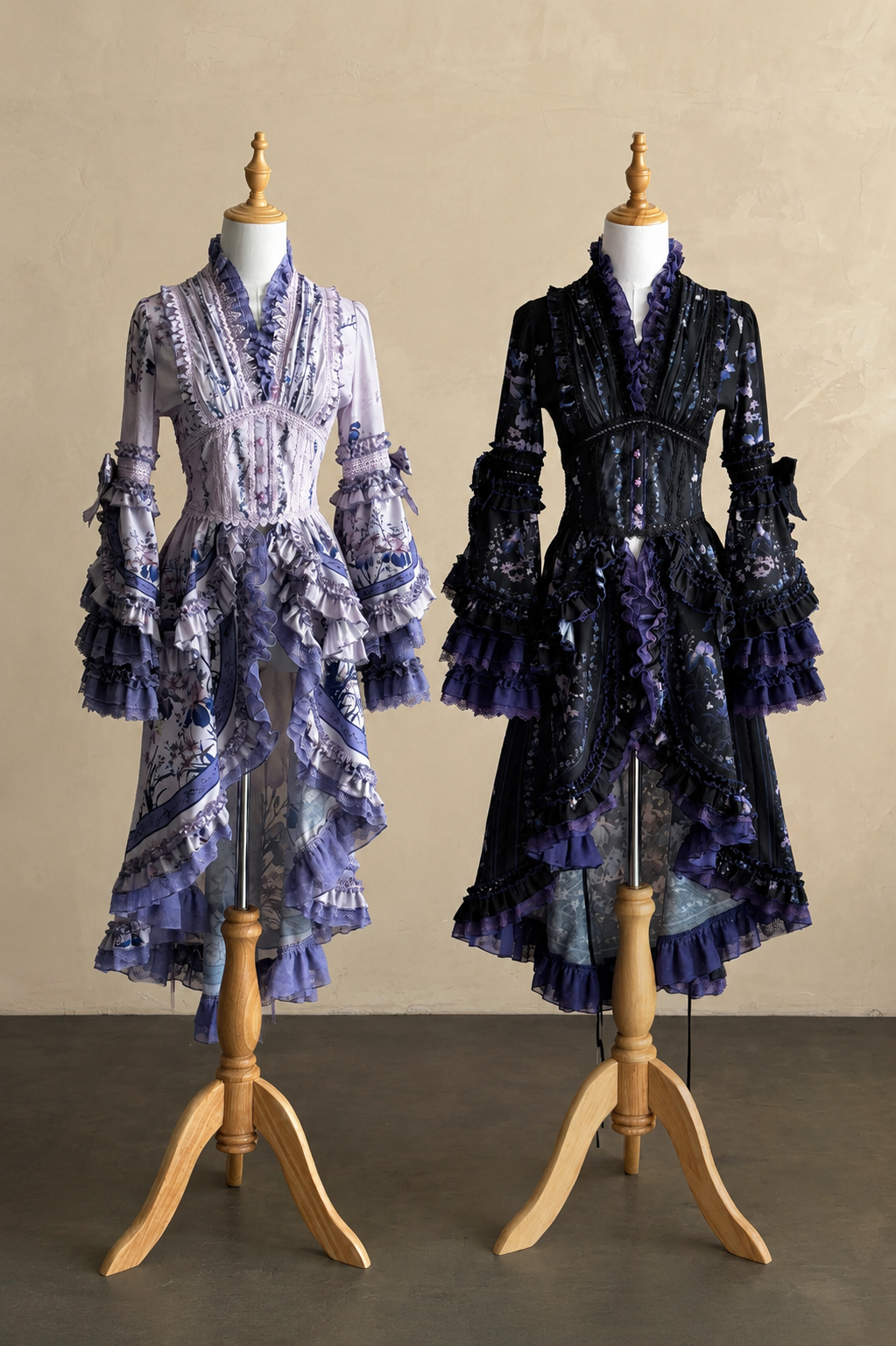 【9月13日予約締切】Purple/Dark Purple Gothic Lolita Elegant Iris Dress Top & Bustier & Skirt Set 1/2+ Full Set