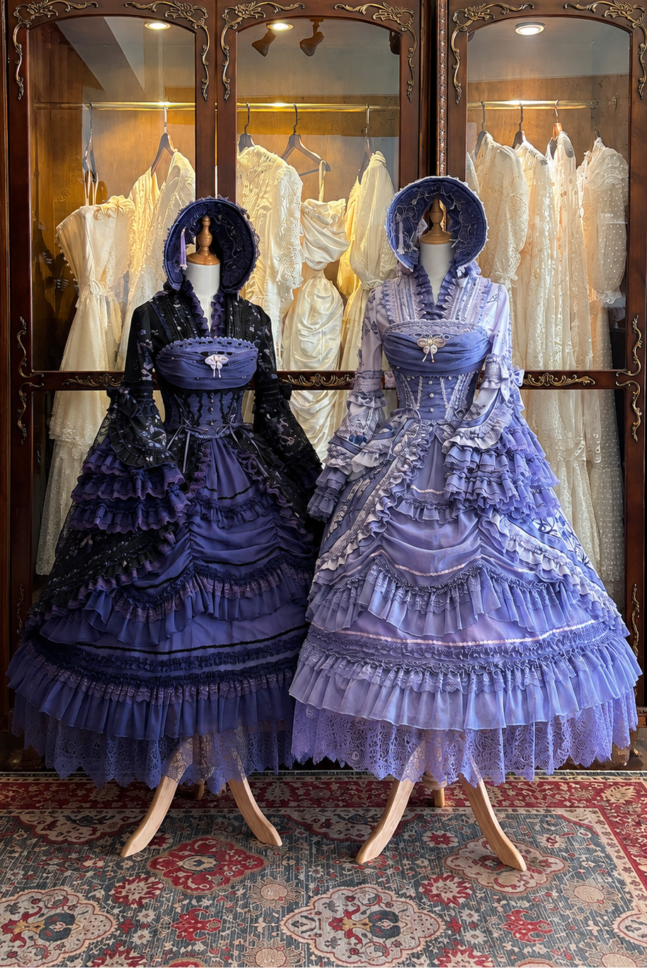 【9月13日予約締切】Purple/Dark Purple Gothic Lolita Elegant Iris Dress Top & Bustier & Skirt Set 1/2+ Full Set