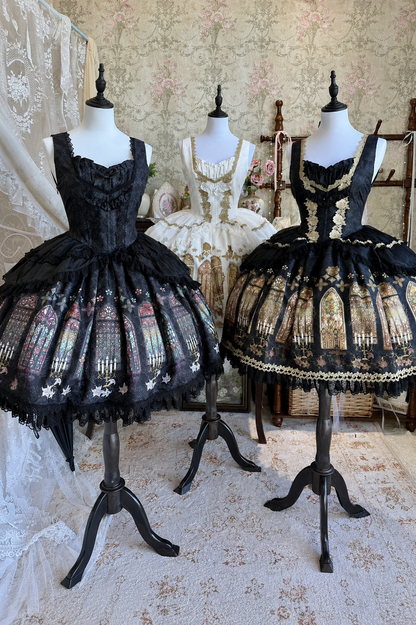 【9月28日予約締切】Gothic Lolita Stained Glass Lace Ruffle Corset JSK Dress